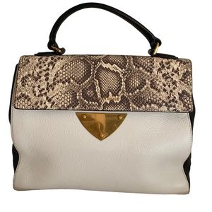 RARELY USED COCCINELLE Black White Snakeskin Medium Bag with handle
